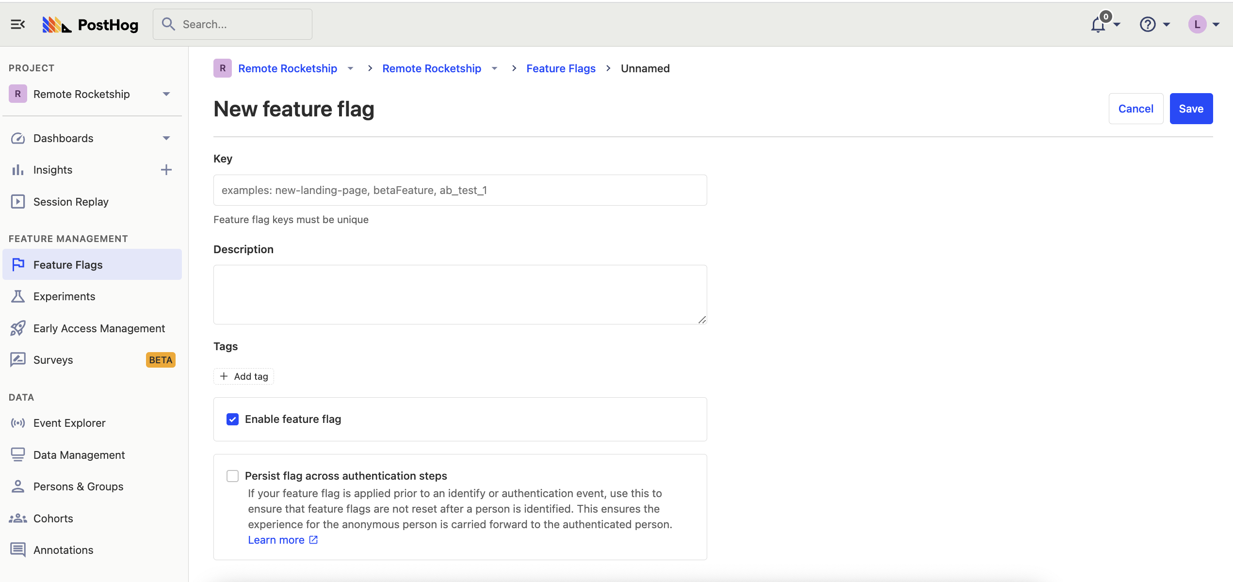 How to create a feature flag in PostHog